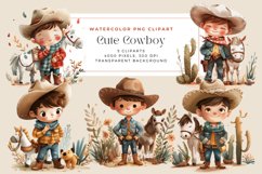 Watercolor Cute Cowboy Clipart Product Image 1