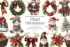 Watercolor Plaid Christmas Clipart Bundle Product Image 1