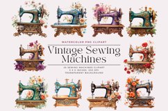 25 Watercolor Sewing Machines Clipart Product Image 1