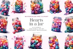 Watercolor Hearts in a Jar Clipart Bundle Product Image 1