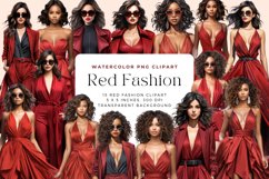 15 Watercolor Red Fashion Clipart Product Image 1