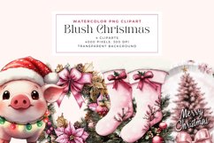 Watercolor Blush Christmas Clipart Product Image 1