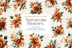 Watercolor Terracotta Flowers Clipart Bundle Product Image 1