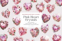 46 Watercolor Pink Heart Crystals Clipart Product Image 1