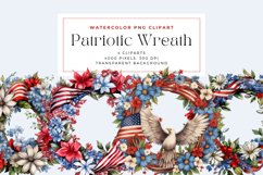 4 Watercolor Patriotic Wreath Clipart Product Image 1