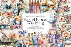 46 Watercolor Pastel Floral Wedding Collection Clipart Product Image 1