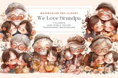 Watercolor We Love Grandpa Clipart Product Image 1