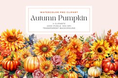 4 Watercolor Autumn Pumpkin Clipart Product Image 1