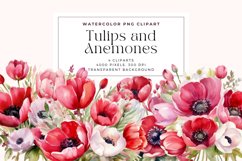 4 Watercolor Tulips and Anemones Clipart Product Image 1