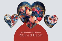 3 Watercolor Quilted Heart Clipart Product Image 1
