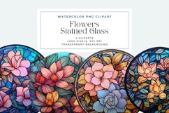 Watercolor Pastel Flowers Stained Glass Clipart Product Image 1