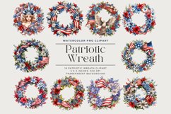 16 Watercolor Patriotic Wreath Clipart Product Image 1