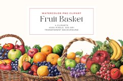 Watercolor Fruit Basket Clipart Product Image 1