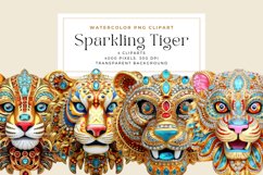 4 Watercolor Sparkling Tiger Clipart Product Image 1