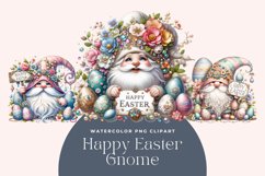 Watercolor Happy Easter Gnome Clipart Product Image 1