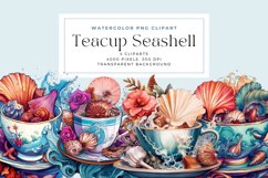 4 Watercolor Teacup Seashell Clipart Product Image 1