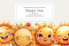 Watercolor Happy Sun Cliparts Product Image 1