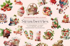 Watercolor Strawberries Clipart Product Image 1