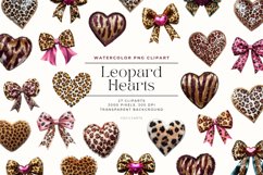 Watercolor Leopard Hearts Clipart Bundle Product Image 1