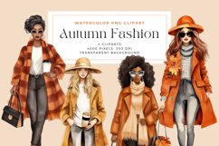 4 Watercolor Autumn Fashion Clipart Product Image 1