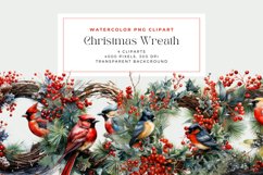 4 Watercolor Christmas Wreath Clipart Product Image 1