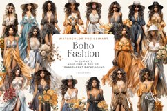 Watercolor Boho Fashion Clipart Bundle Product Image 1
