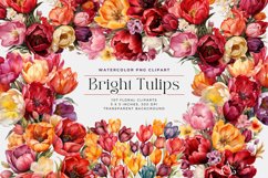 107 Watercolor Bright Tulips Clipart Product Image 1