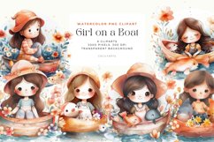 Watercolor Girl on a Boat Clipart Bundle Product Image 1