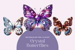 Watercolor Crystal Butterflies Clipart Product Image 1