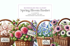 Watercolor Spring Bloom Basket Clipart Product Image 1
