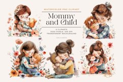Watercolor Mommy and Child Clipart Bundle Product Image 1