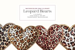 Watercolor Leopard Hearts Clipart Product Image 1