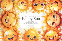 Watercolor Happy Sun Cliparts Bundle Product Image 1