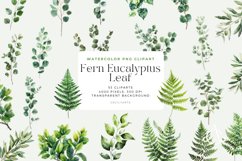 Watercolor Fern Eucalyptus Leaf Clipart Bundle Product Image 1