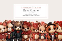 4 Watercolor Bear Couple Clipart Product Image 1