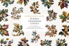 Watercolor Golden Ornament Leaves Clipart Bundle Product Image 1