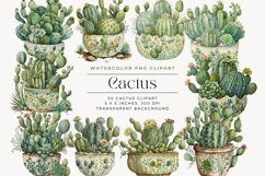 50 Watercolor Cactus Clipart Product Image 1