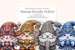 Watercolor Gnome Royalty Coffee Clipart Product Image 1