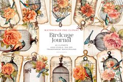 Watercolor Birdcage Journal Tag Cliparts Bundle Product Image 1