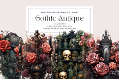 4 Watercolor Gothic Antique Clipart Product Image 1