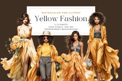 4 Watercolor Yellow Fashion Clipart Product Image 1
