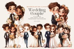 Watercolor Cute Wedding Couple Clipart Bundle Product Image 1