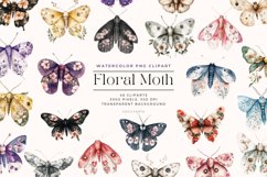 Watercolor Floral Moth Clipart Bundle Product Image 1