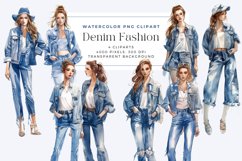 Watercolor Denim Fashion Clipart Product Image 1