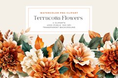 Watercolor Terracotta Flowers Clipart Product Image 1
