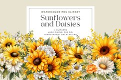 4 Watercolor Sunflowers and Daisies Clipart Product Image 1