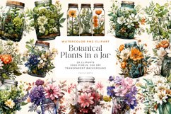 Watercolor Botanical Plants in a Jar Clipart Bundle Product Image 1