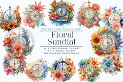 22 Watercolor Floral Sundial Clipart Product Image 1
