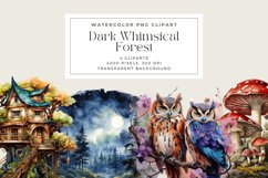 Watercolor Dark Whimsical Forest Clipart Product Image 1