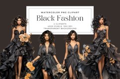 4 Watercolor Black Fashion Clipart Product Image 1